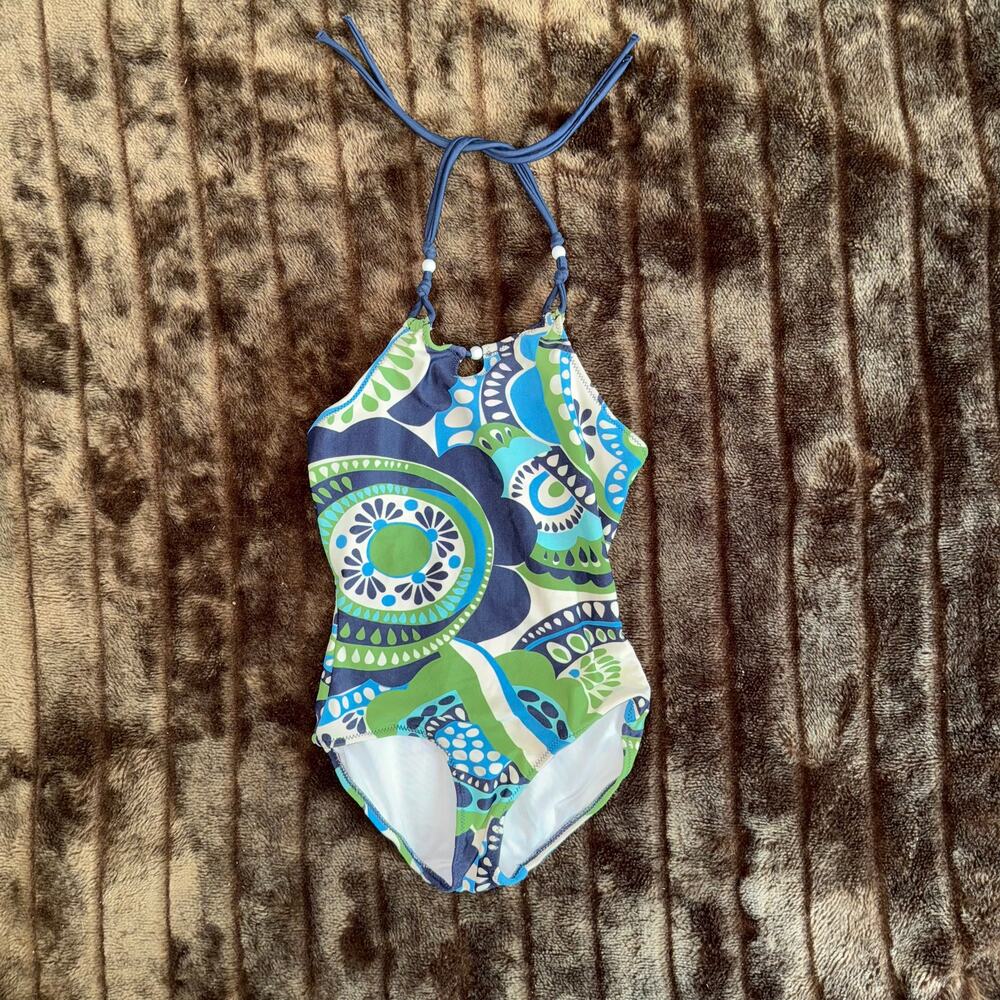 GAP Girls XS (4-5) Blue &‎ Green Floral Swimsuit  in EXCELLENT CONDITION